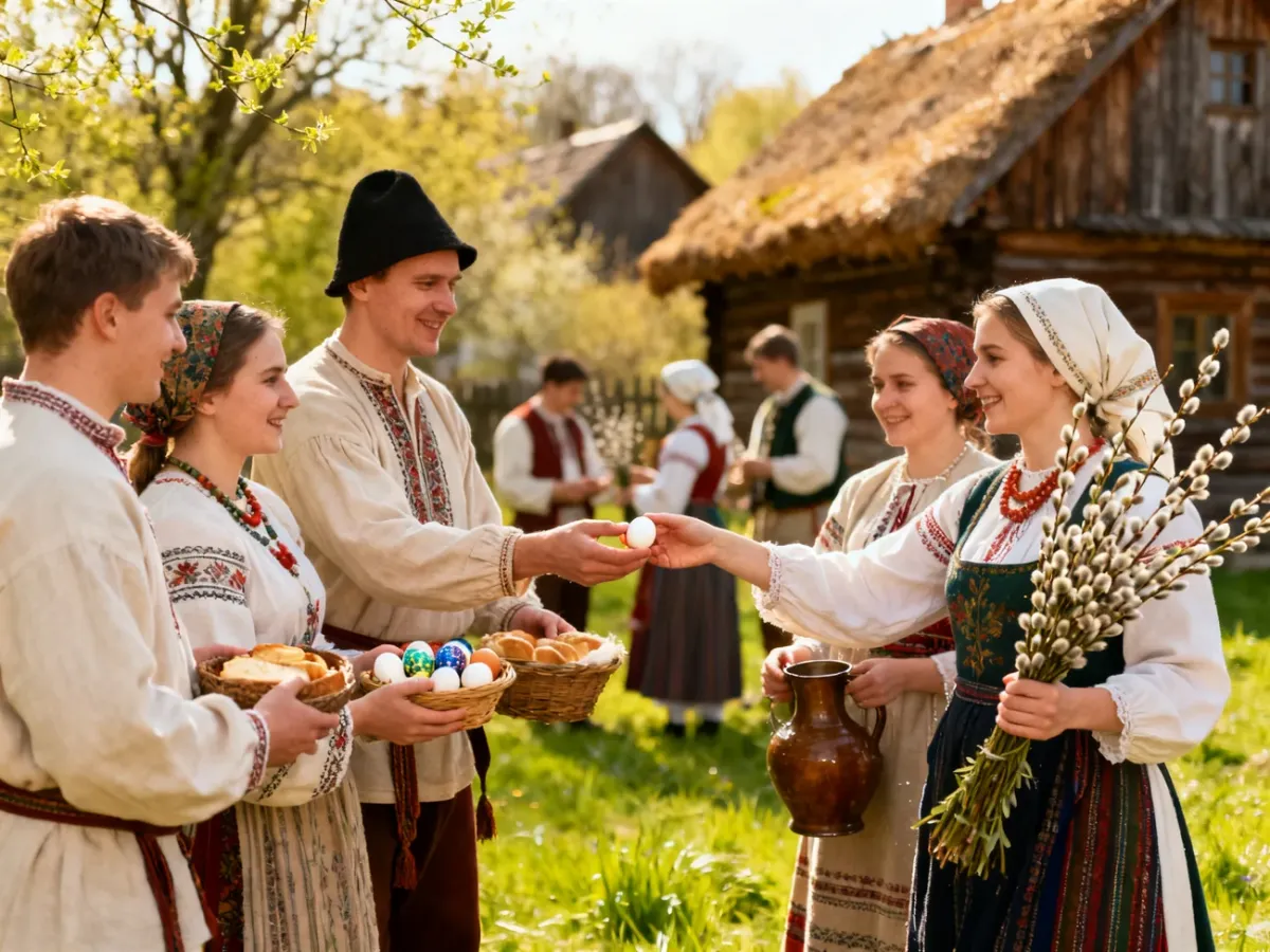 Dawny wielkanocny zwyczaj smagania witkami i wręczania podarków