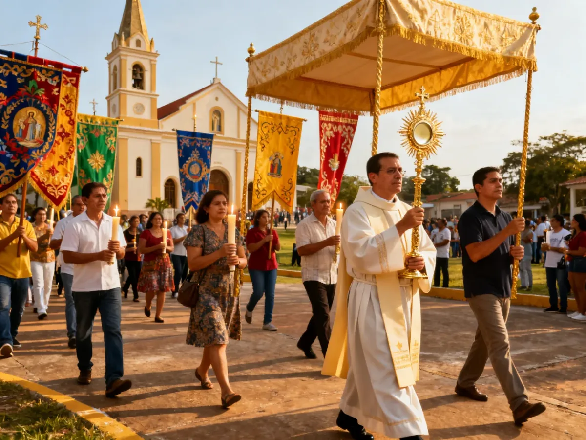 Procesja eucharystyczna wokół kościoła parafialnego